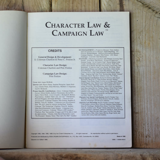 Vintage RPG Book: Rolemaster - Character Law & Campaign Law