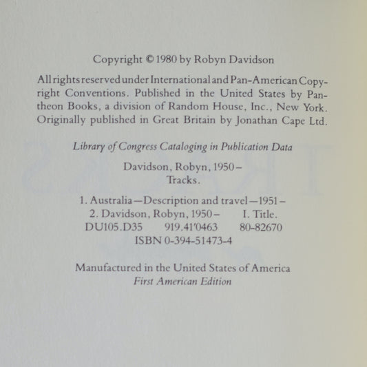 Vintage Fiction Hardback: Robyn Davidson - Tracks FIRST EDITION