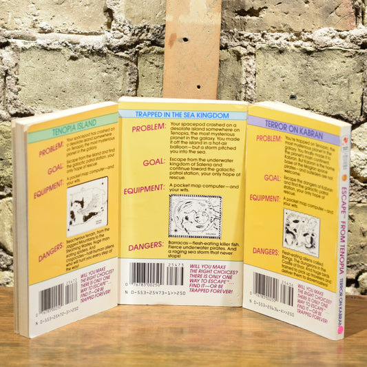 Vintage Fantasy Paperbacks: Edward Packard - Escape From Tenopia: Tenopia Island, Terror on Kabran, Trapped in the Sea Kingdom FIRST PRINTINGS