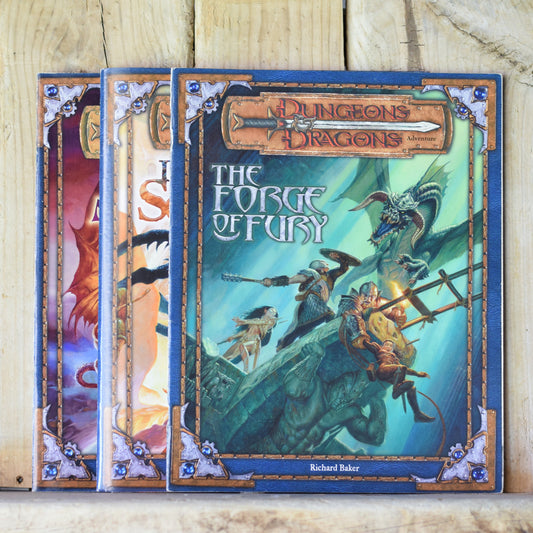 Dungeons and Dragons 3e RPG Books: Heart of Nightfang Spire, The Forge of Fury and DM Screen