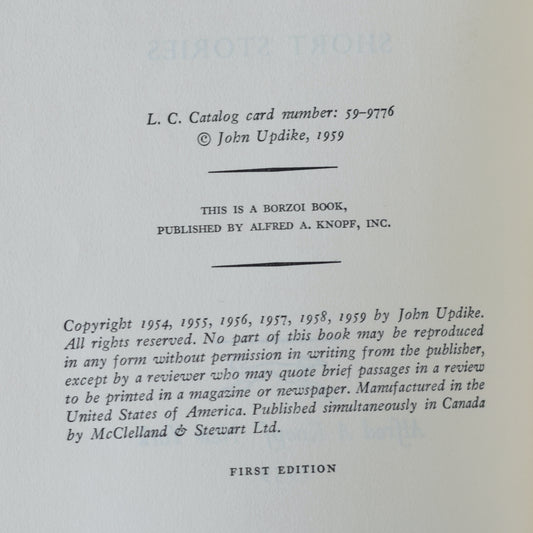 Vintage Fiction Hardback: John Updike - The Same Door FIRST EDITION