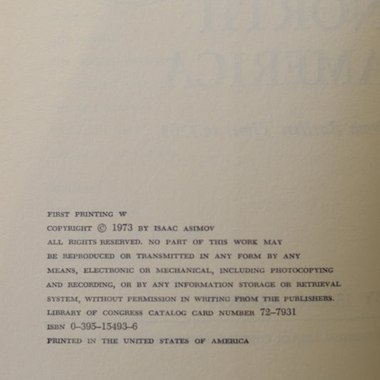 Vintage Non-fiction Hardback: Isaac Asimov - The Shaping of North America FIRST PRINTING