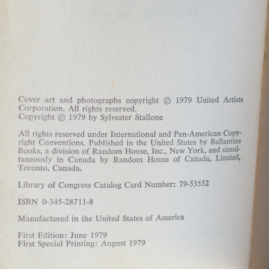 Vintage Fiction Paperback: Sylvester Stallone - Rocky II FIRST PRINTING