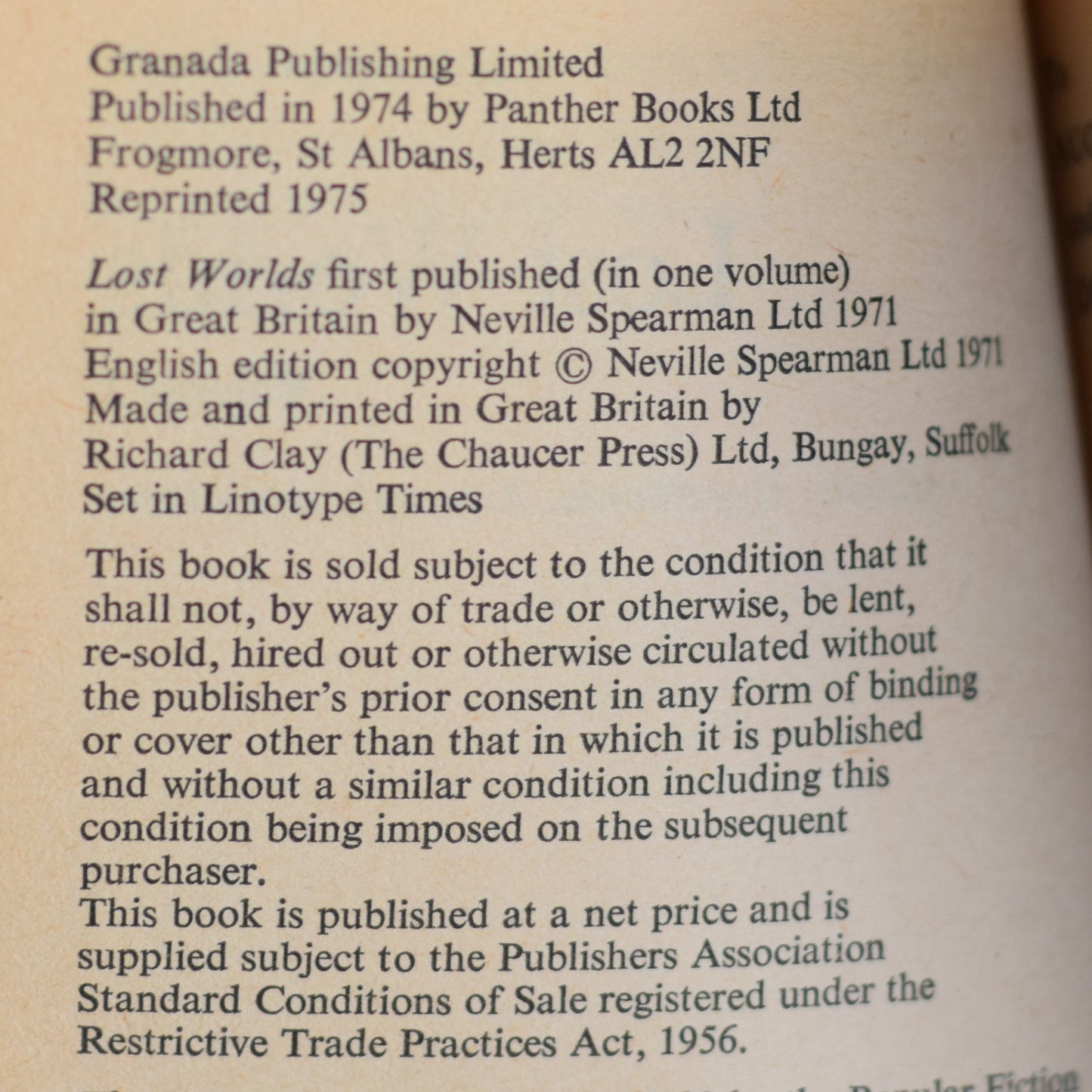 Vintage Fantasy Paperback: Clark Ashton Smith - Lost Worlds Vol 2, Panther Edition