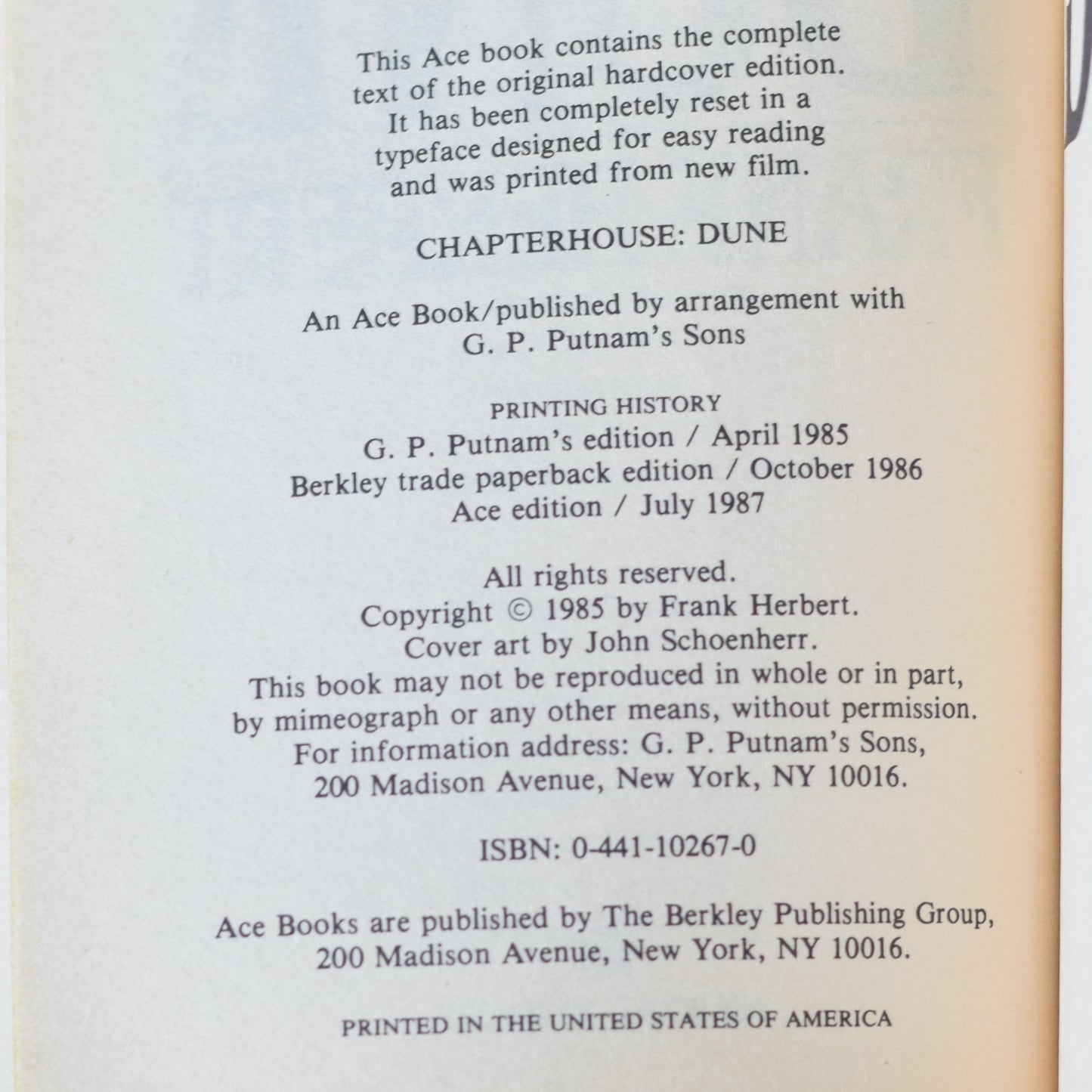 Vintage Sci-fi Paperback: Frank Herbert - Chapterhouse Dune