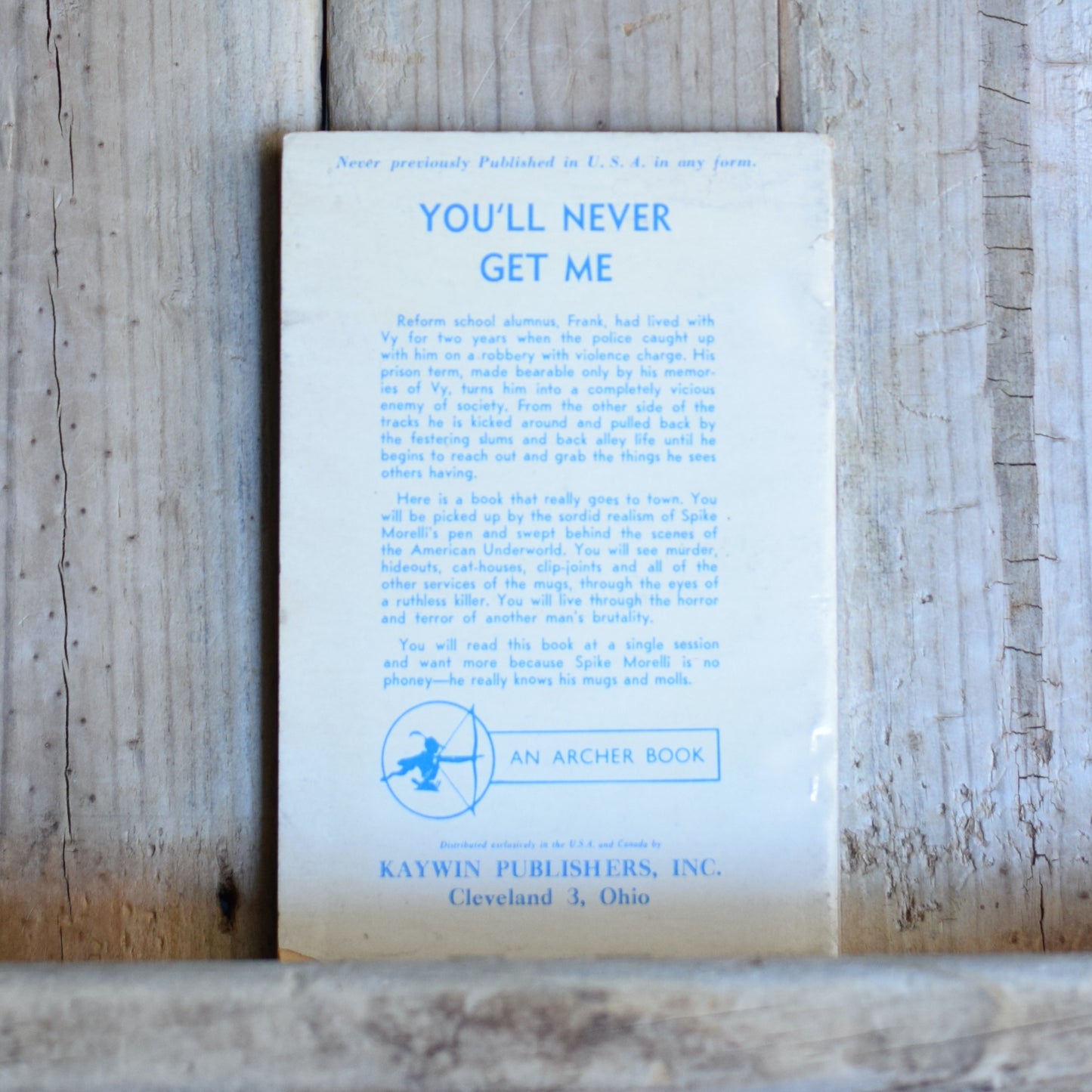 Vintage Adult Fiction Paperback: Spike Morelli - You'll Never Get Me