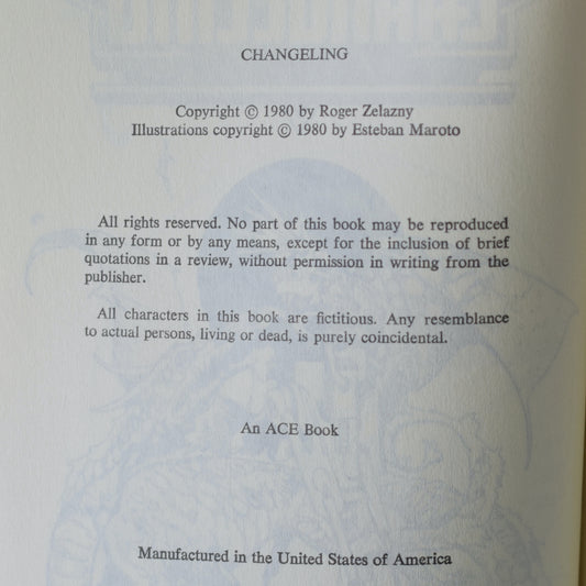 Vintage Hardback Fantasy: Roger Zelazny - Changeling BCE