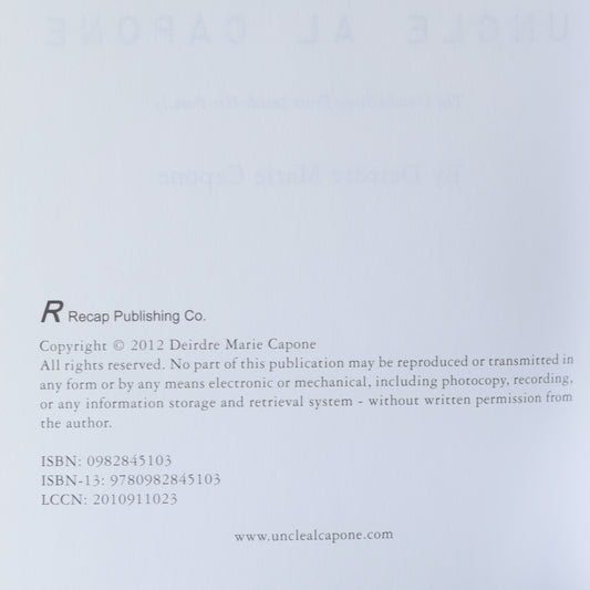 Biography Paperback: Deirdre Marie Capone - Uncle Al Capone SIGNED