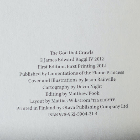 Paperback RPG Book: Lamentations of the Flame Princess - The God That Crawls FIRST PRINTING