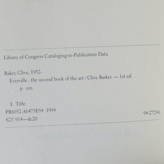 Vintage Horror Paperback: Clive Barker - Everville FIRST EDITION