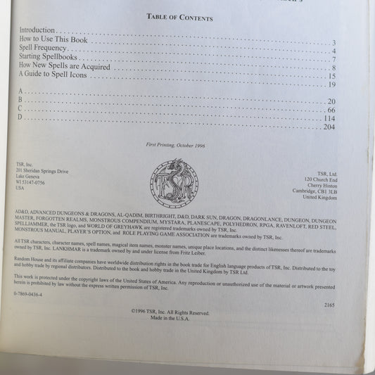 Vintage Dungeons and Dragons Paperback: Wizard's Spell Compendium Vol.1 FIRST PRINTING