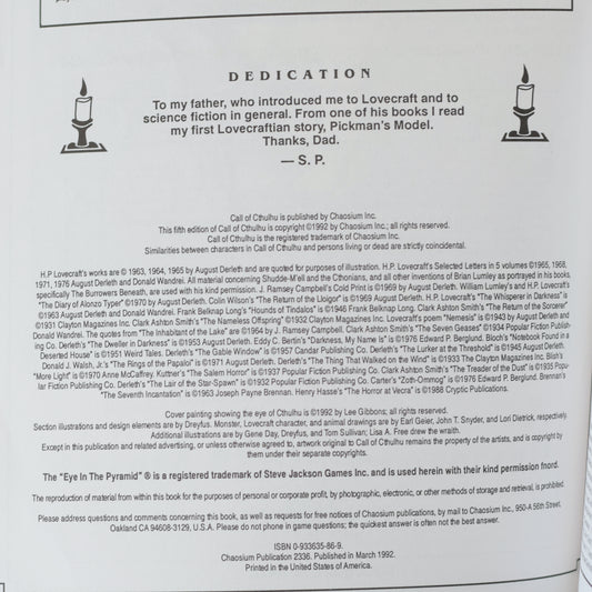 Vintage Fantasy Paperback RPG: Call of Cthulhu 5th Edition