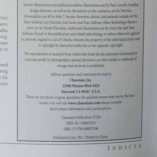 Hardback RPG Book: Call of Cthulhu: 30th Anniversary Letaher-bound Edition