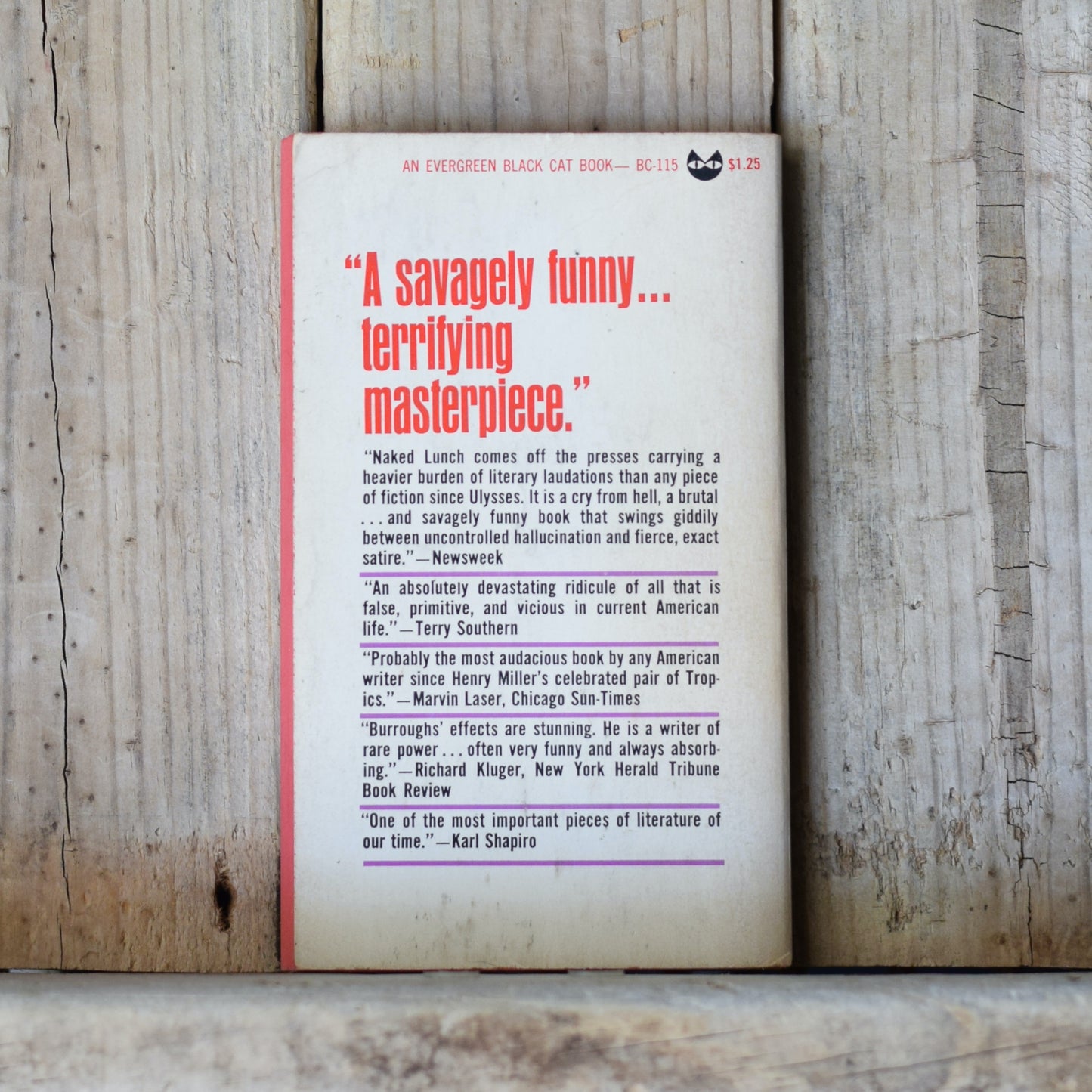 Vintage Fiction Paperback: William Burroughs - Naked Lunch SECOND PRINTING