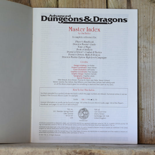 Vintage RPG Paperback: Advanced Dungeons and Dragons 2e: Dungeon Master Screen & Master Index
