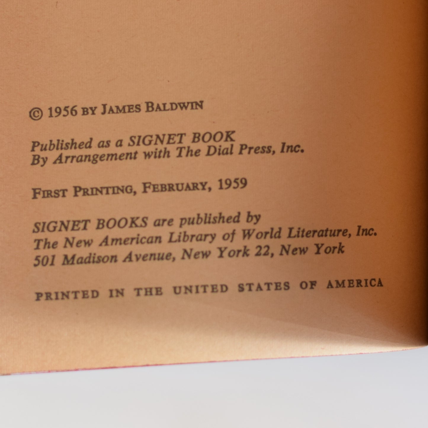 Vintage Fiction Paperback: James Baldwin - Giovanni's Room FIRST PRINTING