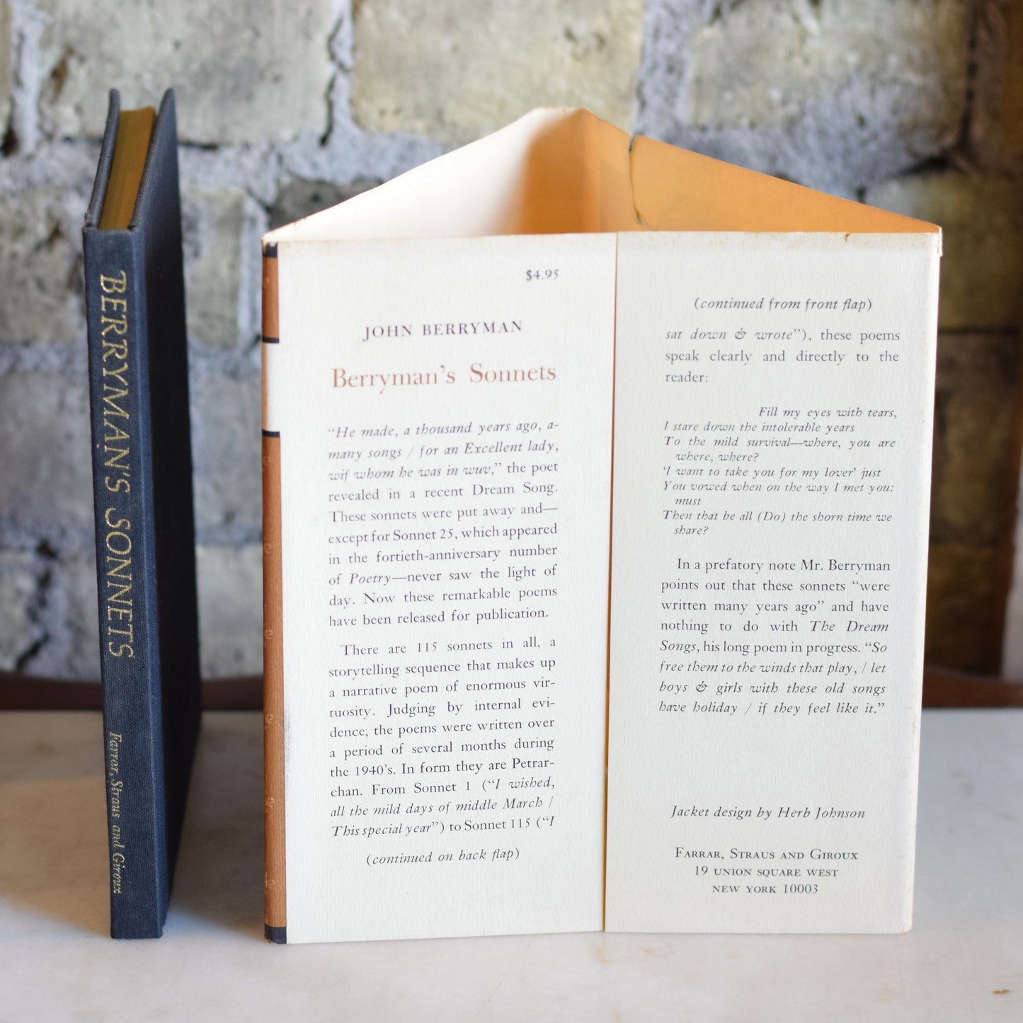 Vintage Poetry Hardback: John Berryman - Berryman's Sonnets SECOND PRINTING