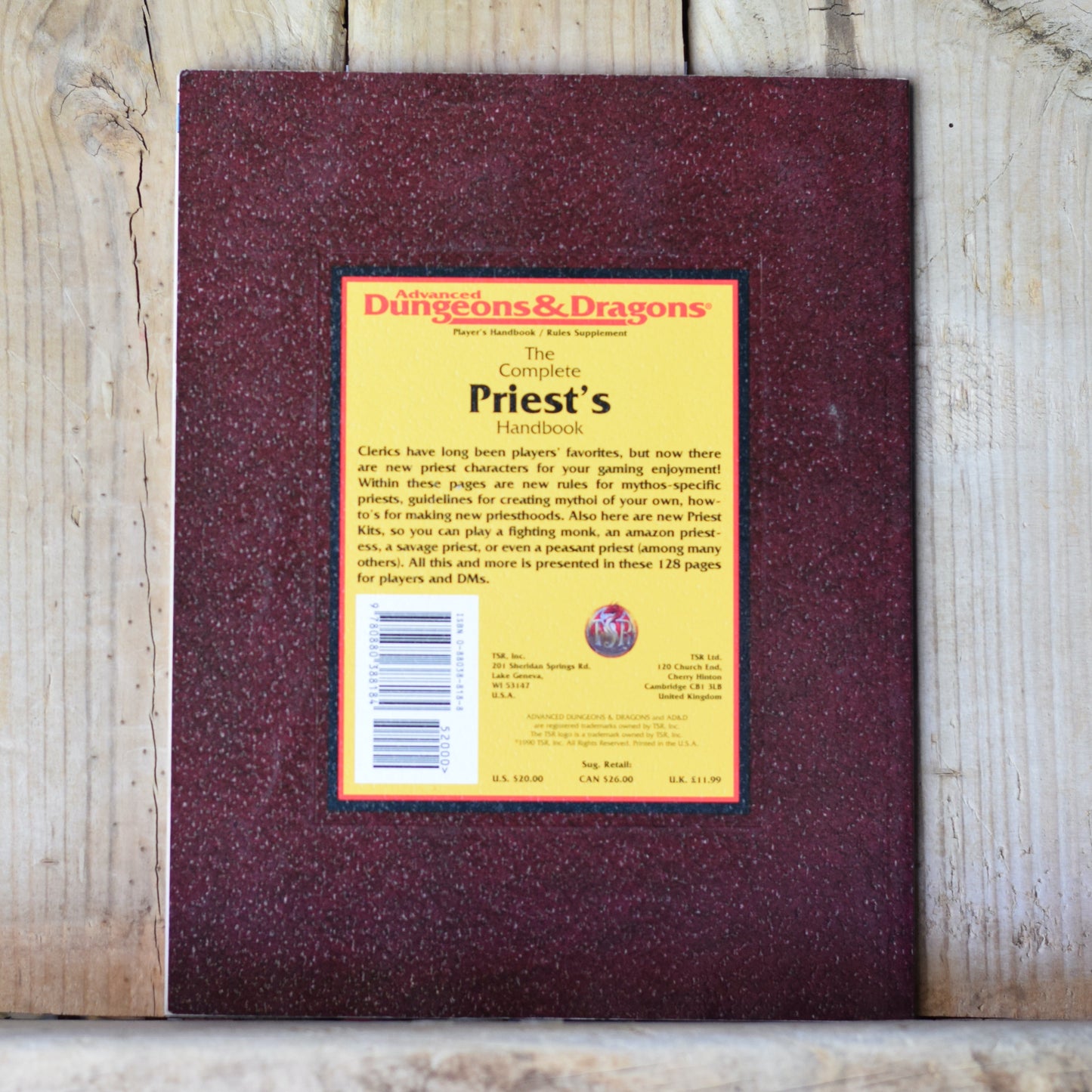 Vintage Dungeons and Dragons RPG Book: AD&D The Complete Priest's Handbook Rules Supplement