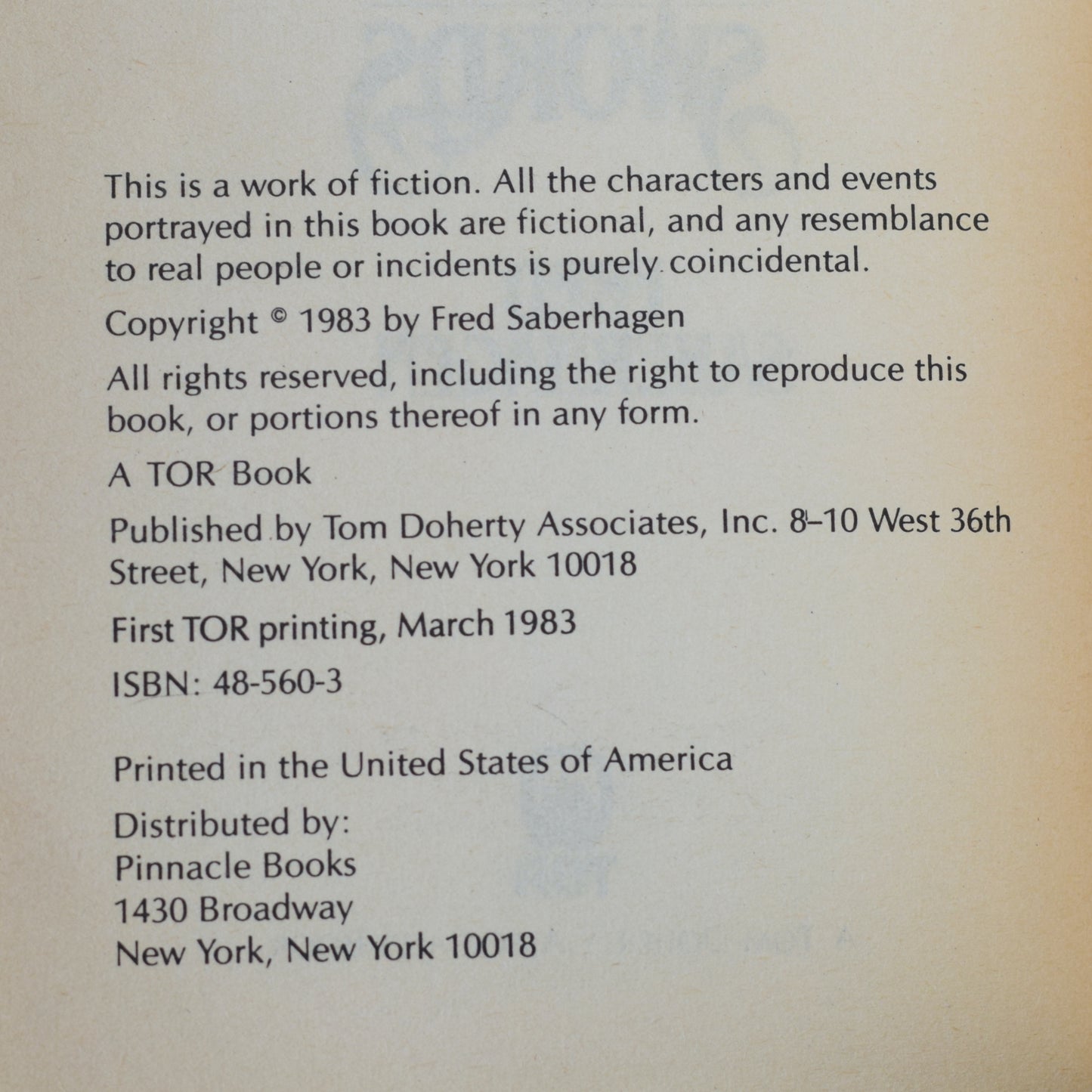 Vintage Fantasy Paperback: Fred Saberhagen - The First Book of Swords SIGNED FIRST PRINTING