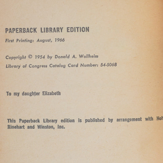 Vintage Sci-fi Paperback: Donald A Wollheim - The Secret of Saturn's Rings FIRST PRINTING