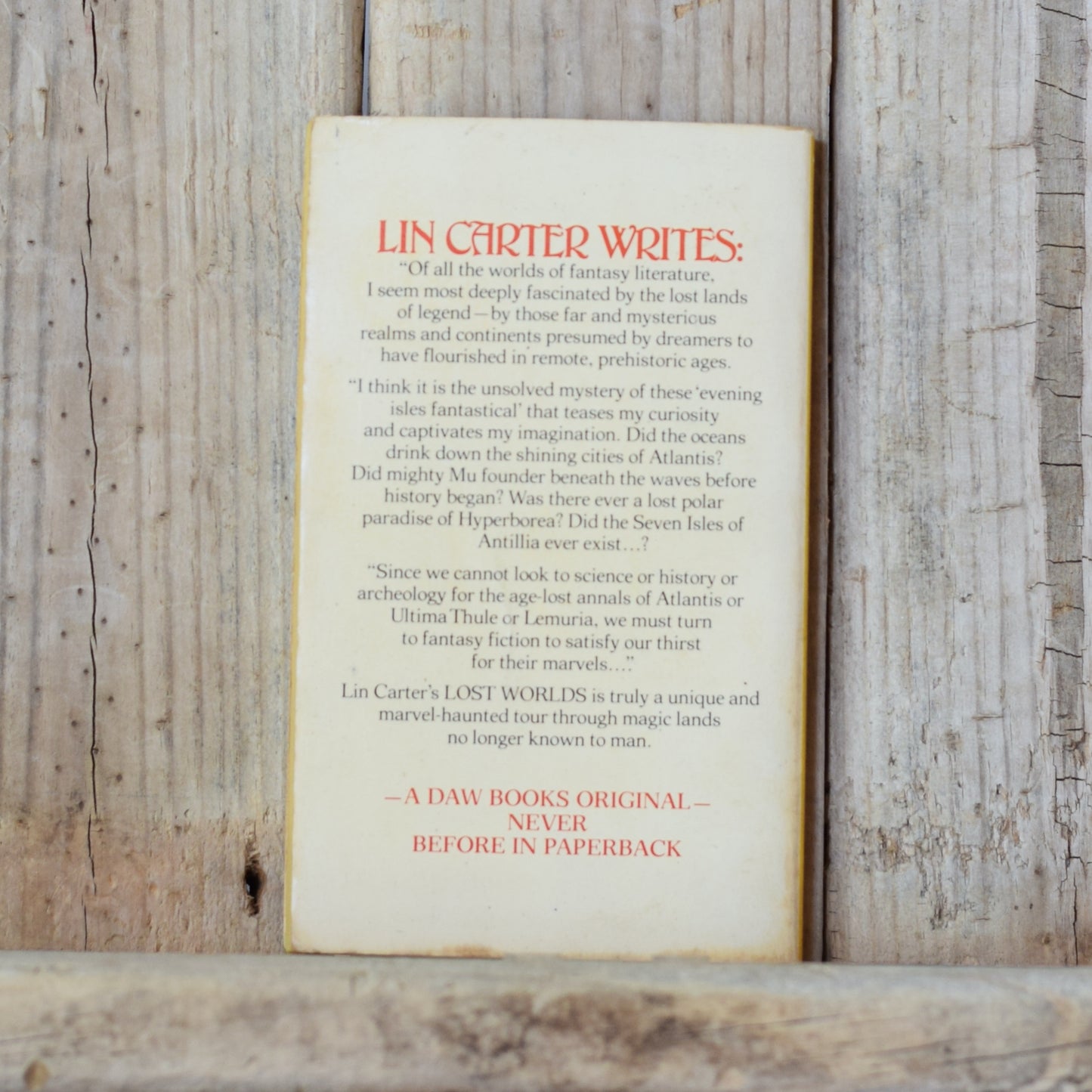 Vintage Fantasy Paperback: Lin Carter - Lost Worlds FIRST PRINTING