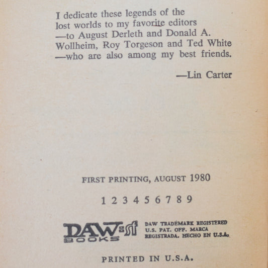 Vintage Fantasy Paperback: Lin Carter - Lost Worlds FIRST PRINTING