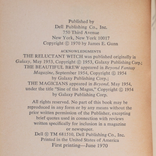 Vintage Sci-fi Paperback: James E Gunn - The Witching Hour FIRST PRINTING