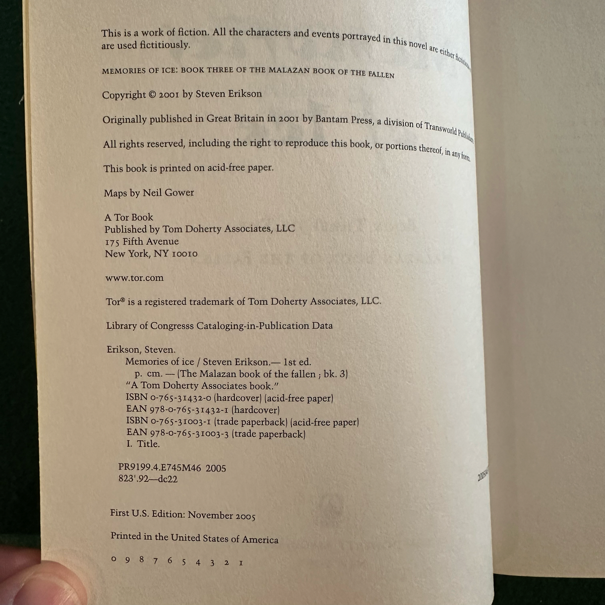 Fantasy Paperback: Steven Erikson - Memories of Ice FIRST PRINTING