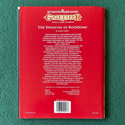 Vintage Dungeons & Dragons Accessory: Gazetteer: The Dwarves of Rockhome