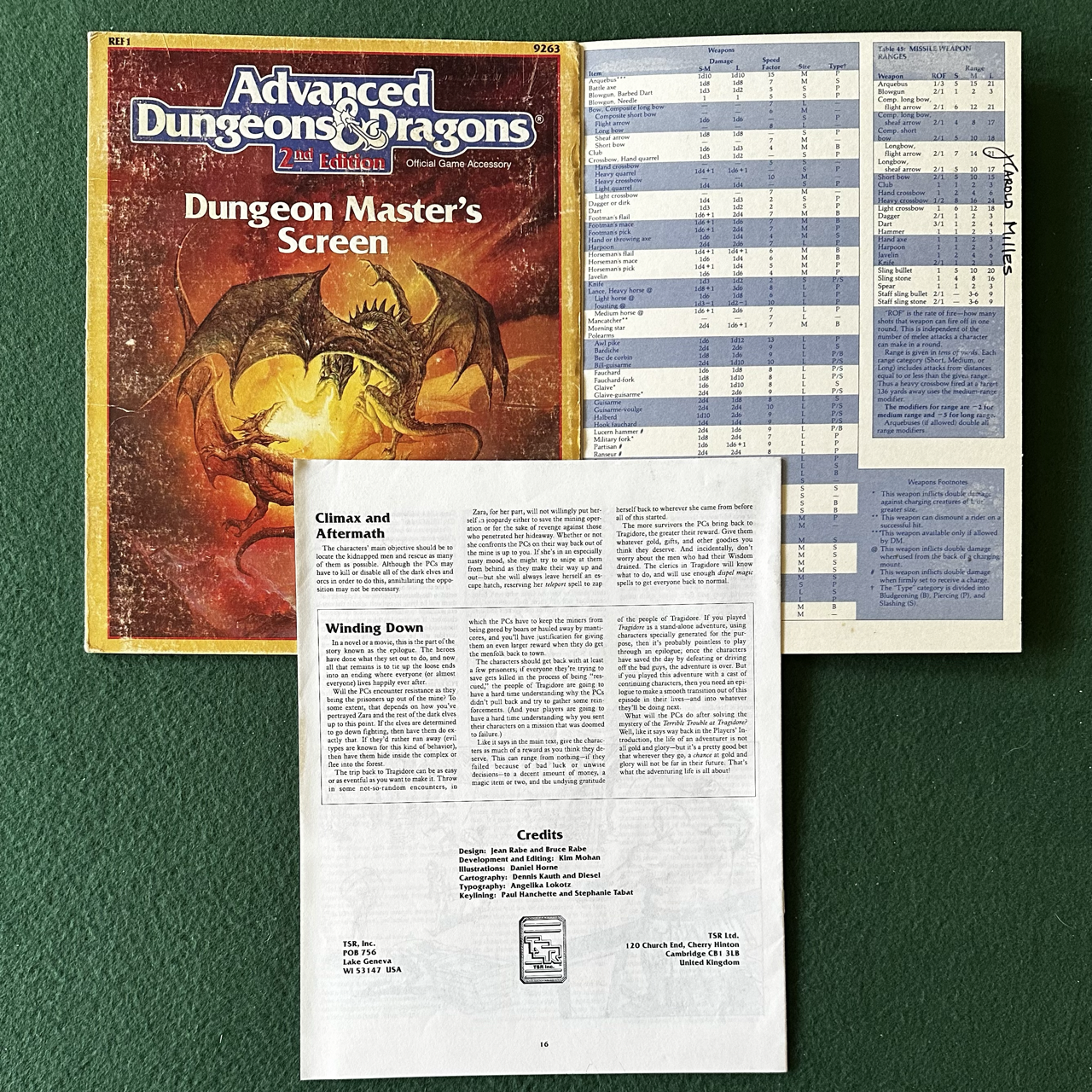 Vintage Dungeons & Dragons 2e Accessory: Dungeon Master's Screen W/ Terrible Trouble at Tragidore