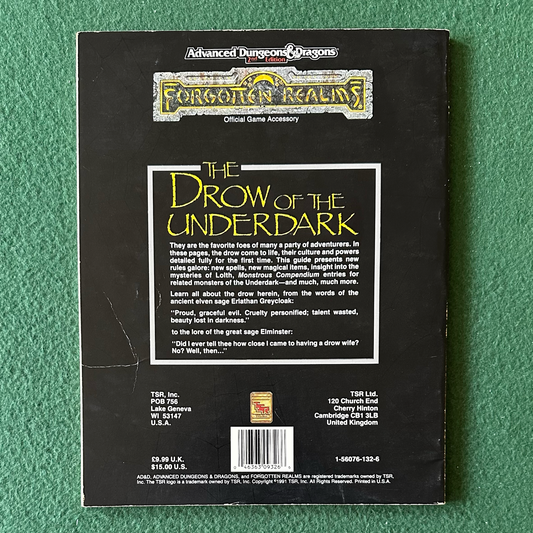Vintage Dungeons & Dragons 2e Accessory: Forgotten Realms: The Drow of the Underdark