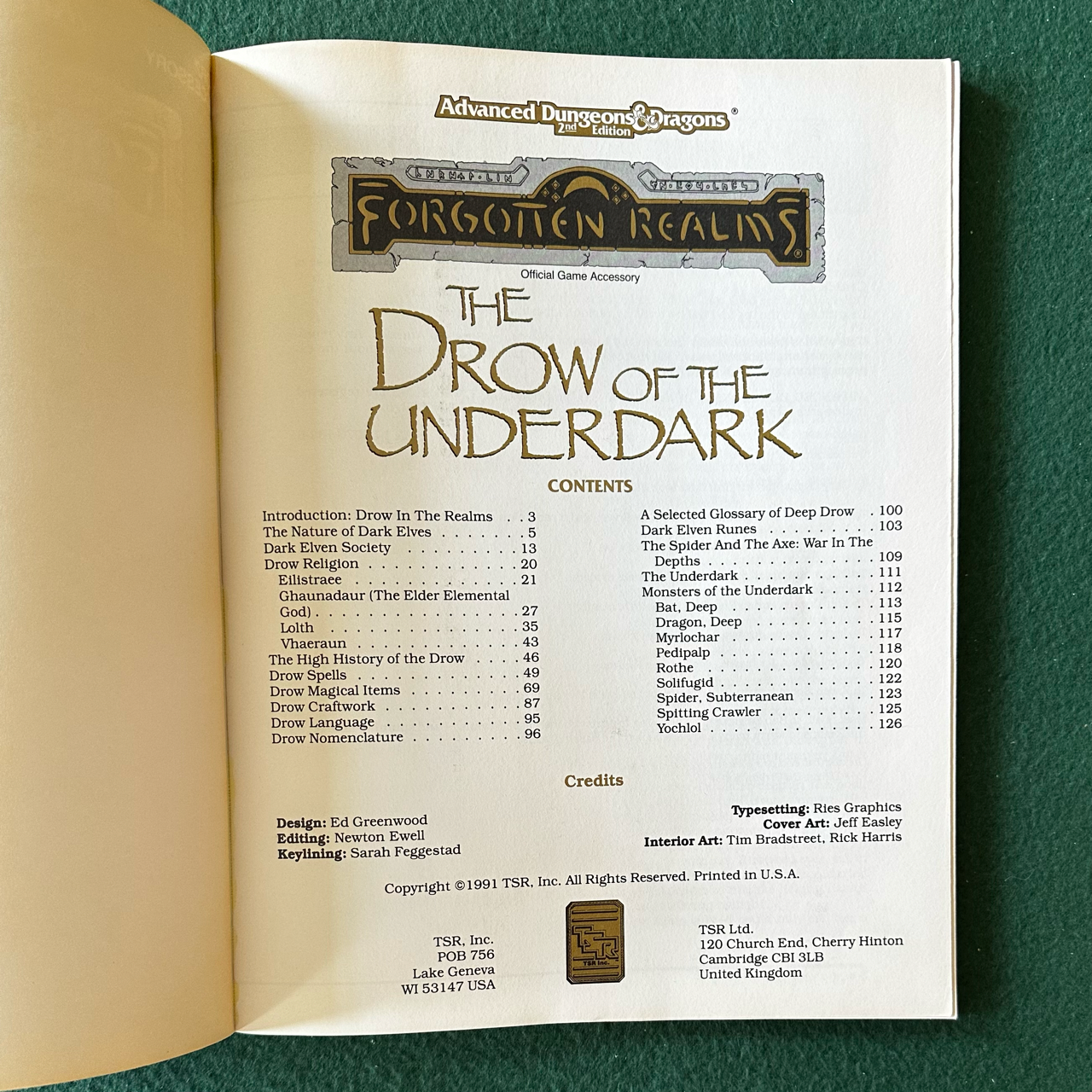 Vintage Dungeons & Dragons 2e Accessory: Forgotten Realms: The Drow of the Underdark