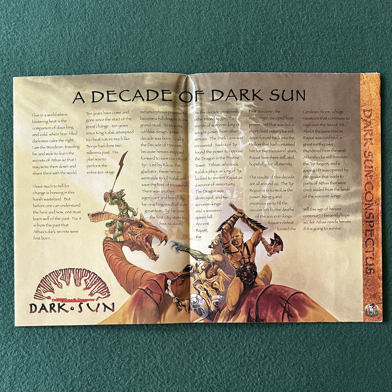 Vintage Dungeons & Dragons 2e Accessory: Dark Sun Conspectus Foldout Poster Map