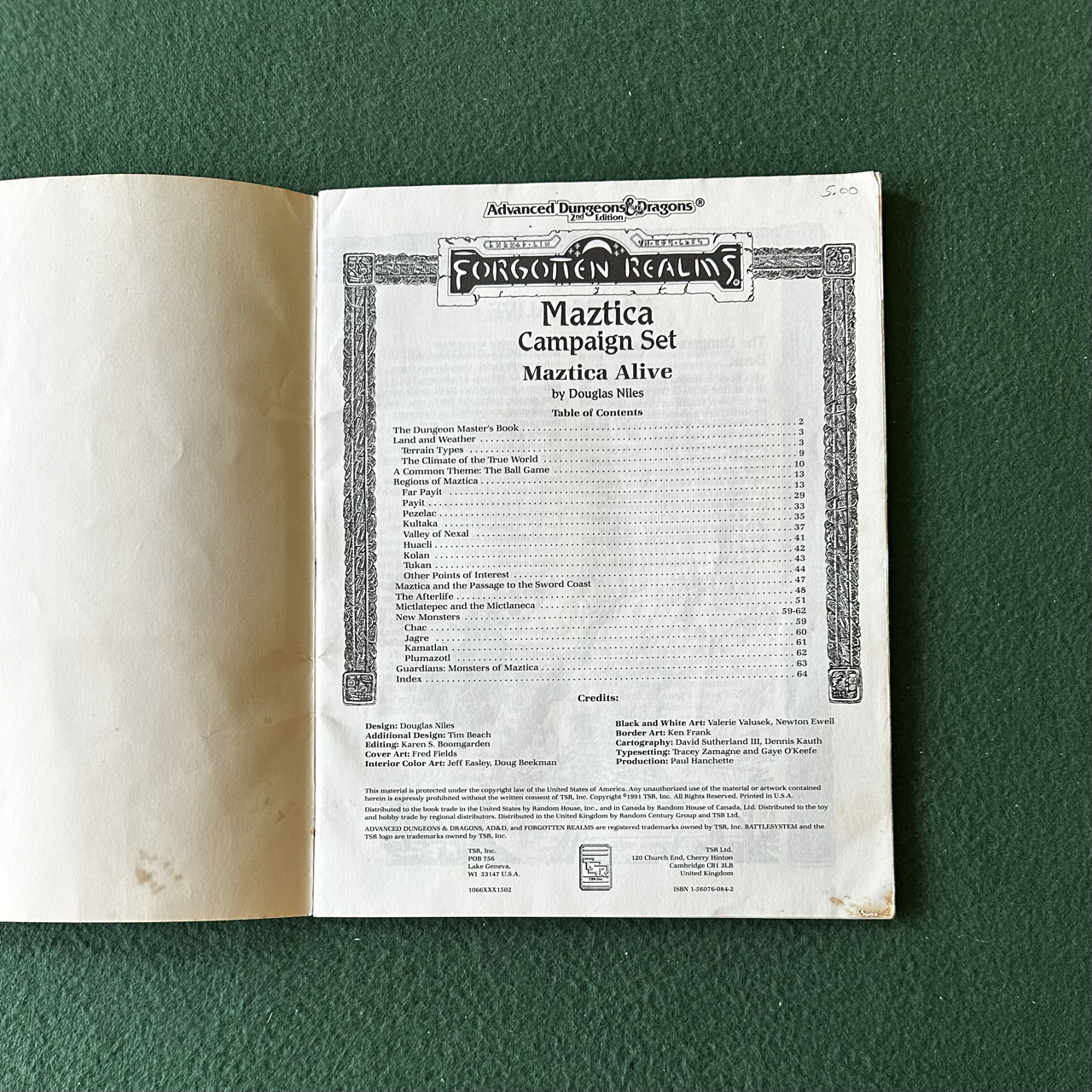 Vintage Dungeons & Dragons 2e Accessory: Forgotten Realms: Maztica Alive! DM Guide