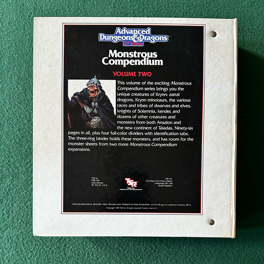 Vintage Advanced Dungeons & Dragons 2e Accessory: Monstrous Compendium: Volume Two FILLED