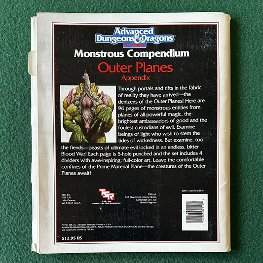 Vintage Advanced Dungeons & Dragons 2e Accessory: Monstrous Compendium: Outer Planes Appendix