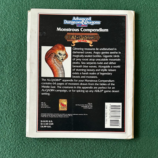 Vintage Advanced Dungeons & Dragons 2e Accessory: Monstrous Compendium: A-Qadim Appendix