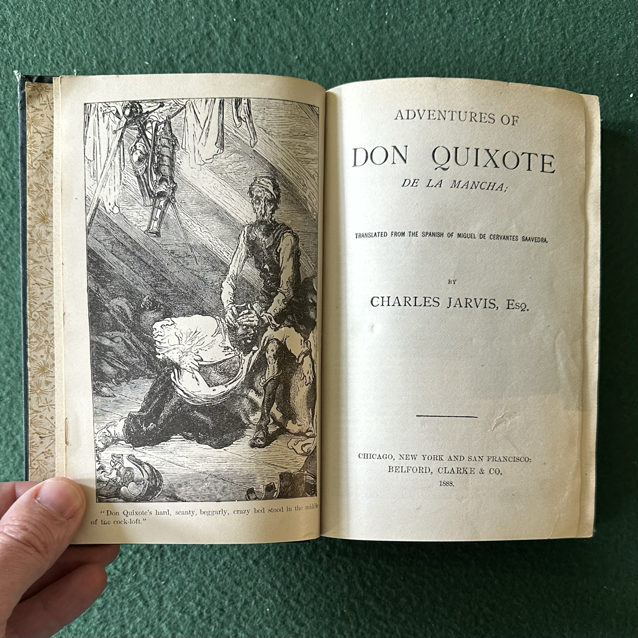 Antique Fiction Hardback: Miguel de Cervantes - Adventures of Don Quixote de la Mancha 1888