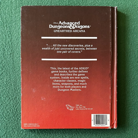 Vintage Advanced Dungeons & Dragons Accessory: Unearthed Arcana 1985