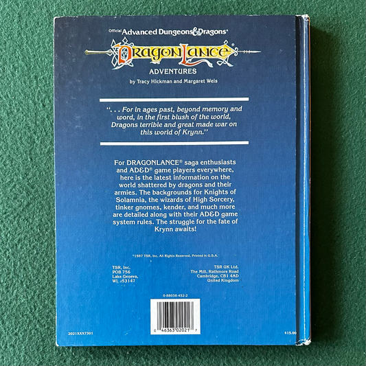 Vintage Advanced Dungeons & Dragons Accessory: Dragonlance Adventures 1987