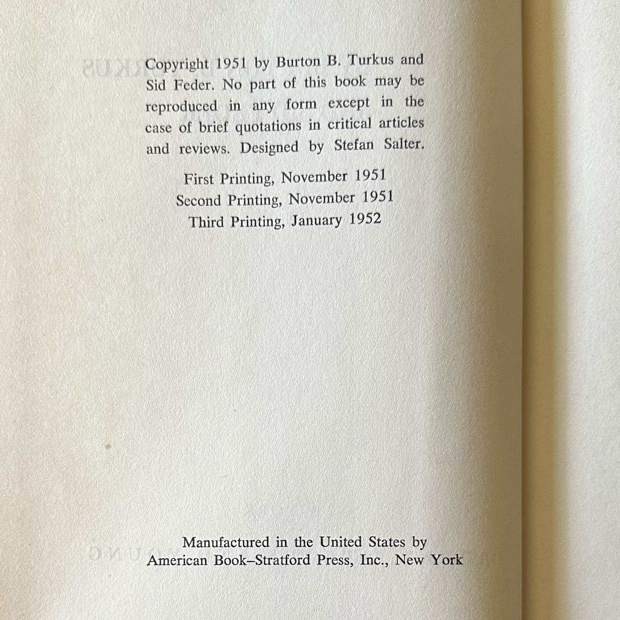 Vintage Non-Fiction Hardback: Burton B Turkus and Sid Feder THIRD PRINTING