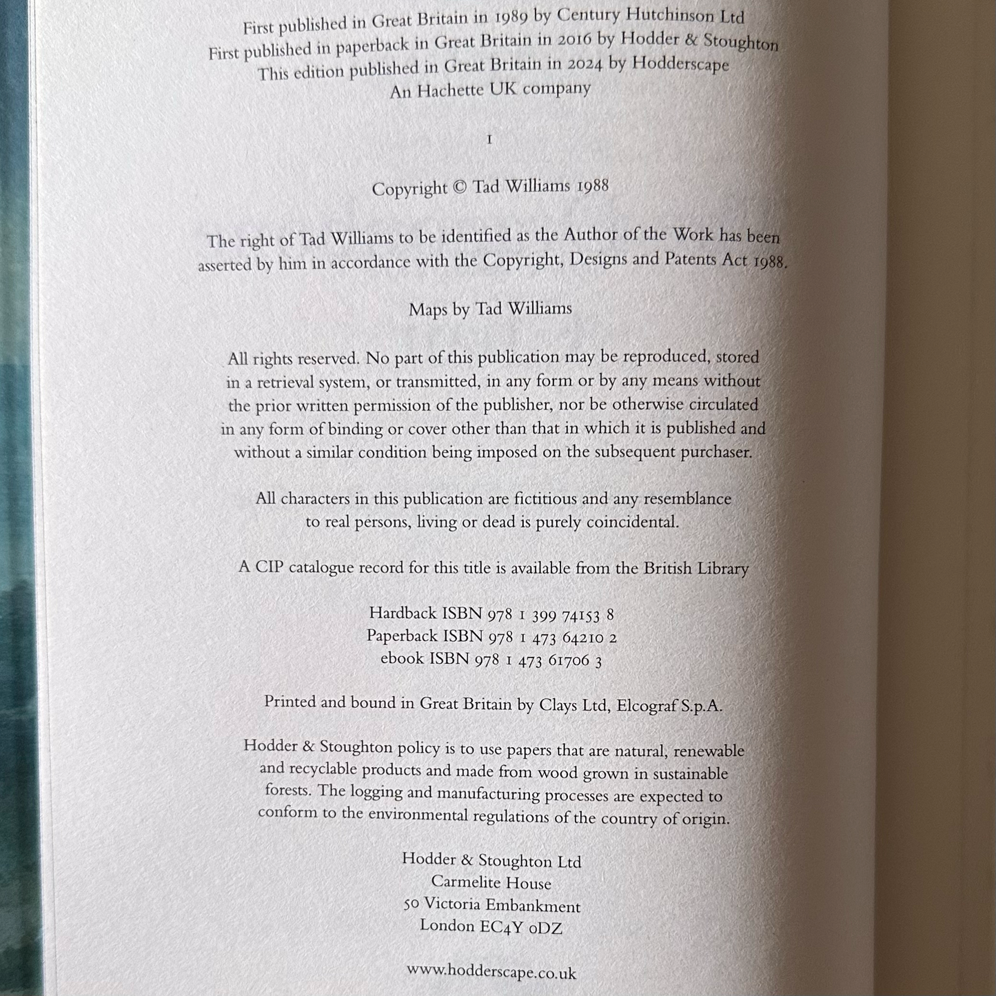 Fantasy Hardback: Tad Williams - Memory, Sorrow and Thorn, 4 Vol Broken Binding First Reprints