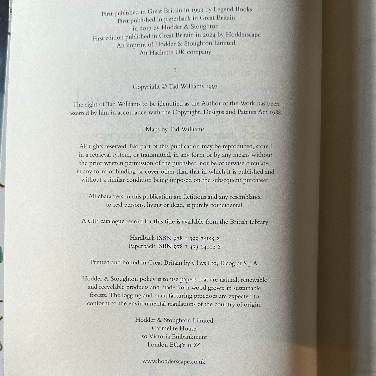 Fantasy Hardback: Tad Williams - Memory, Sorrow and Thorn, 4 Vol Broken Binding First Reprints