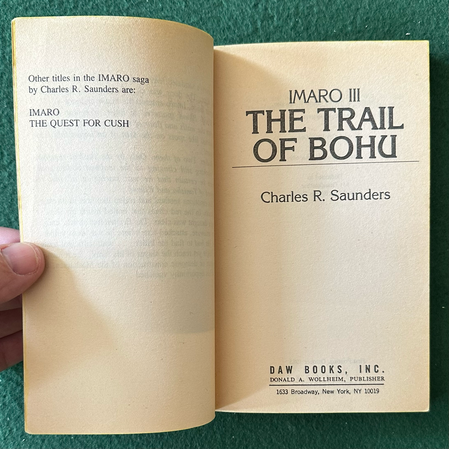 Vintage Fantasy Paperback: Charles R Saunders - Imaro III: The Trail of Bohu SECOND PRINTING