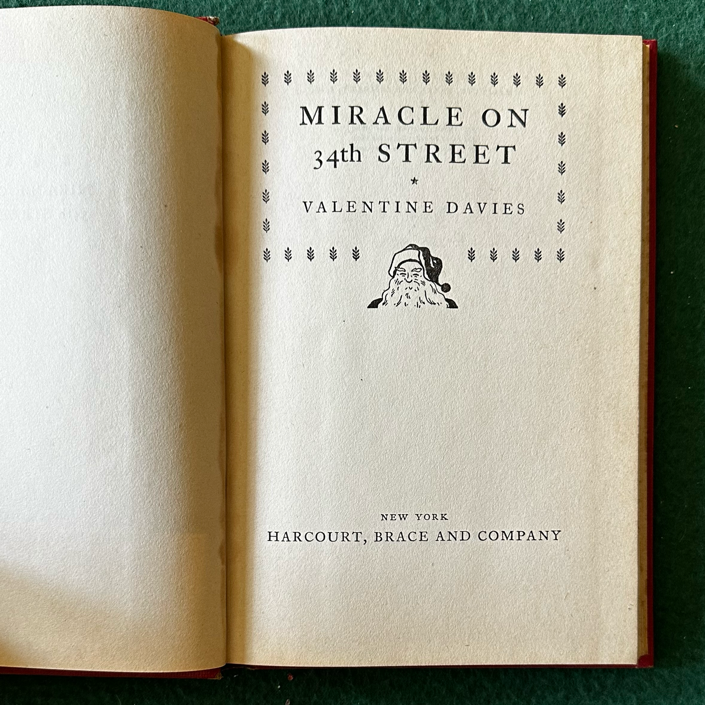 Vintage Fiction Hardback: Valentine Davies - Miracle on 34th Street EARLY REPRINT