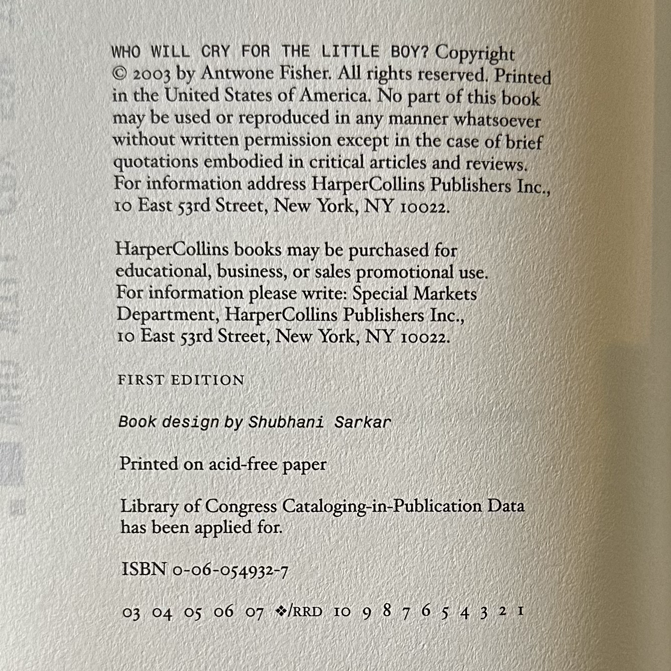 Vintage Poetry Hardback: Antwone Fisher - Who Will Cry for the Little Boy? FIRST EDITION