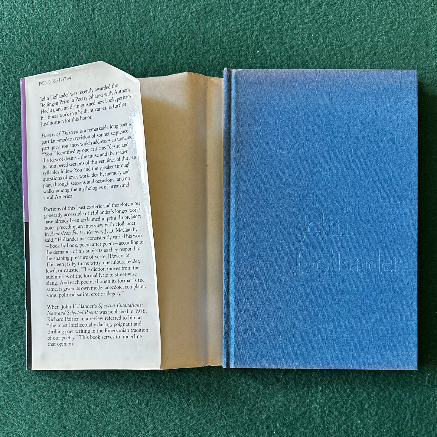 Vintage Poetry Hardback: John Hollander - Powers of Thirteen FIRST EDITION