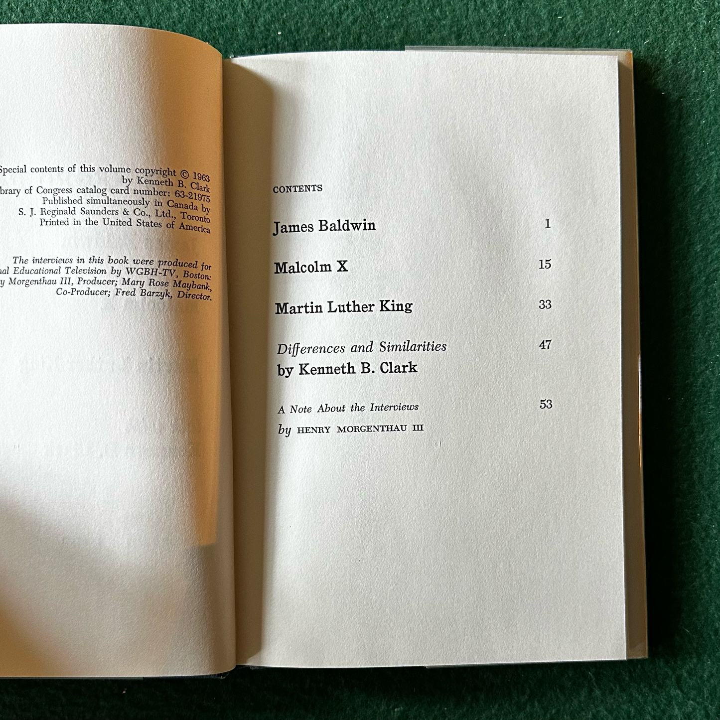 Vintage Non-Fiction Hardback: Kenneth B Clark - The Negro Protest, featuring James Baldwin, Malcolm X and Martin Luther King