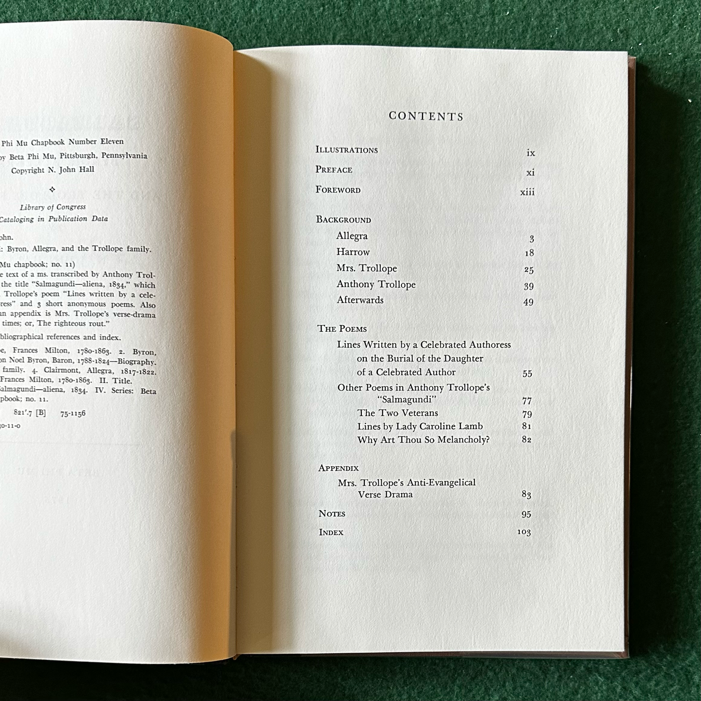 Vintage Poetry Hardback: N John Hall - Salmagundi: Byron, Allegra and the Trollope Family SIGNED FIRST EDITION