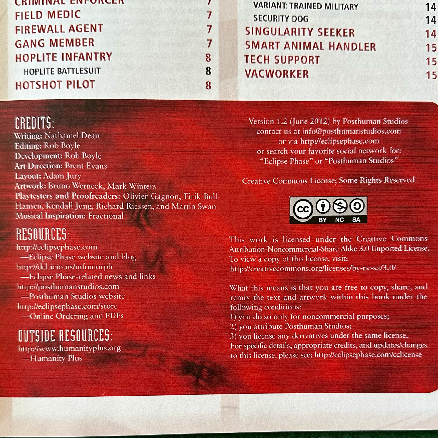 TTRPG Paperback: Eclipse Phase - NPC File 1: Prime
